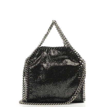 Stella McCartney Falabella Tiny Tote Rhutenium Chamois Glänzend Gepunktet Vegan Shaggy Deer