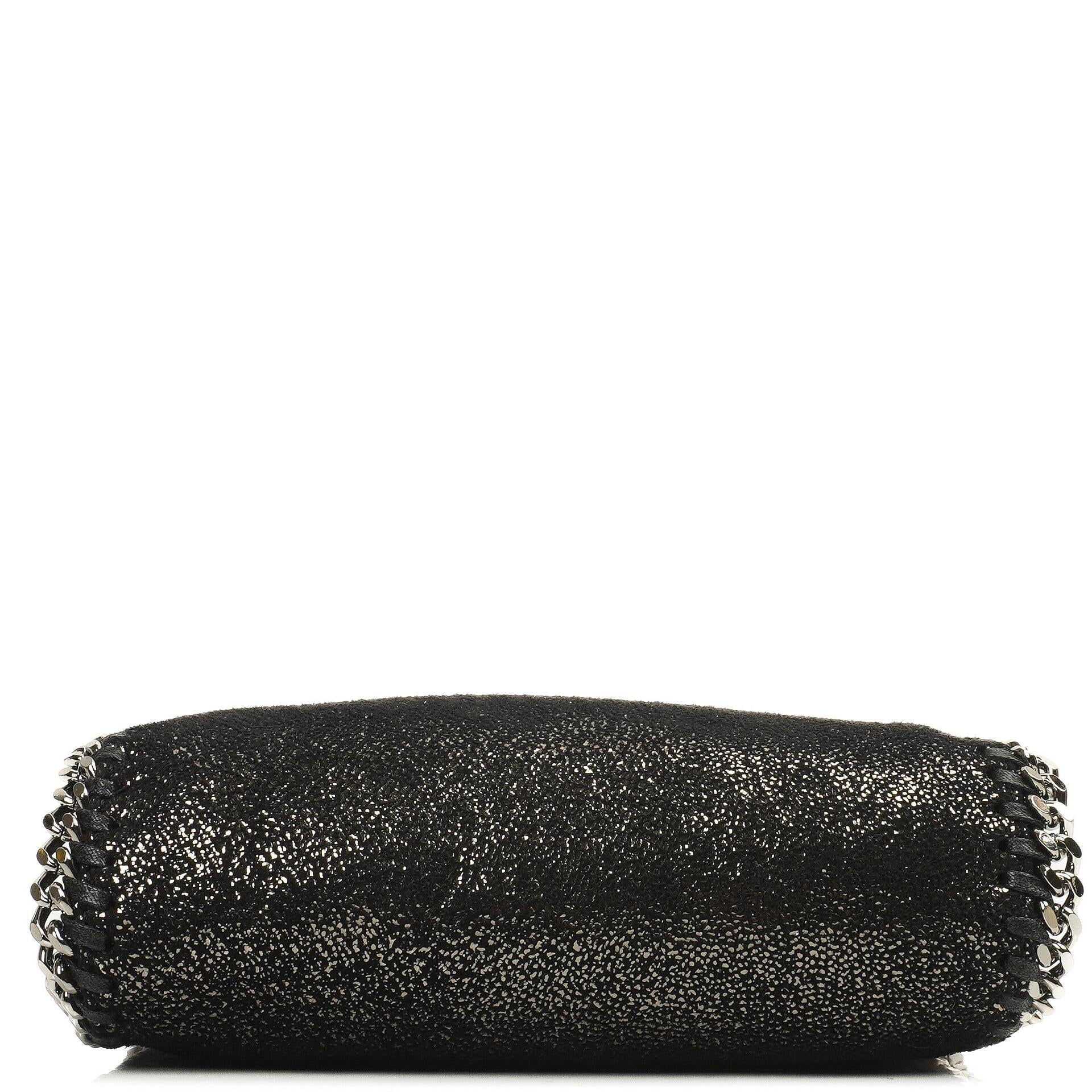 Stella McCartney Falabella Tiny Tote Rhutenium Chamois Glänzend Gepunktet Vegan Shaggy Deer