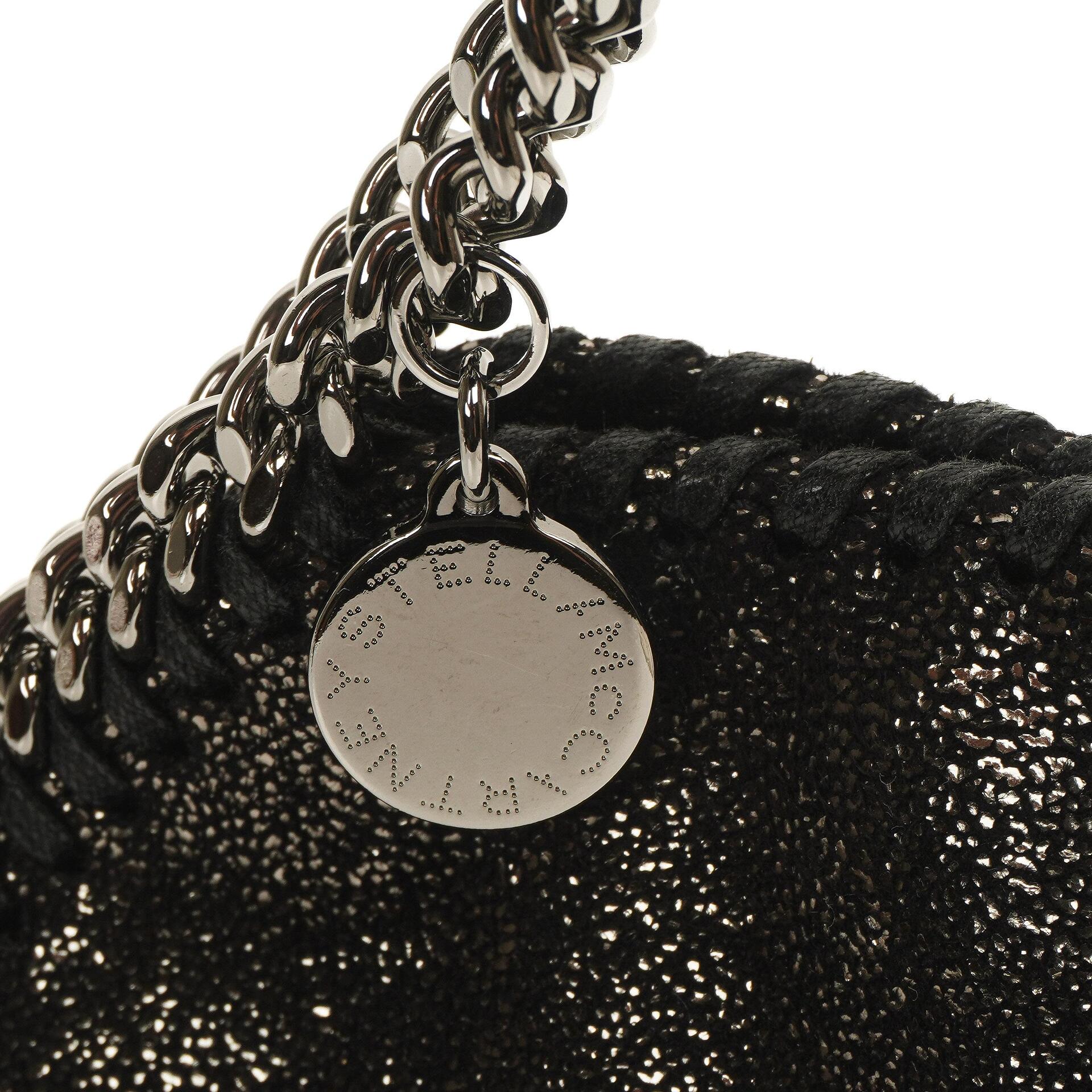 Stella McCartney Falabella Tiny Tote Rhutenium Chamois Glänzend Gepunktet Vegan Shaggy Deer