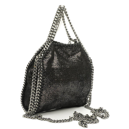 Stella McCartney Falabella Tiny Tote Rhutenium Chamois Glänzend Gepunktet Vegan Shaggy Deer