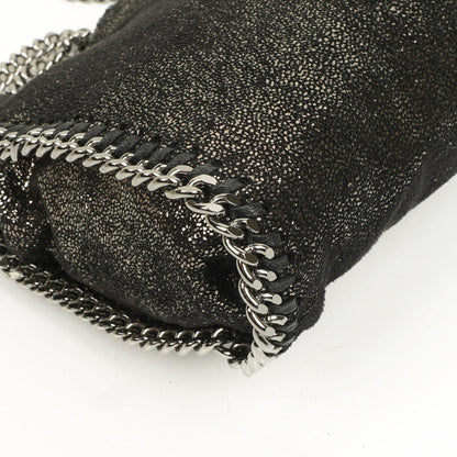 Stella McCartney Falabella Tiny Tote Rhutenium Chamois Glänzend Gepunktet Vegan Shaggy Deer