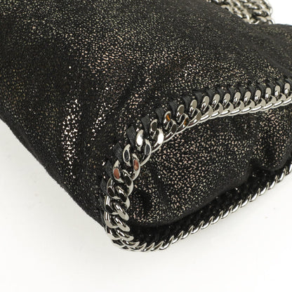 Stella McCartney Falabella Tiny Tote Rhutenium Chamois Glänzend Gepunktet Vegan Shaggy Deer