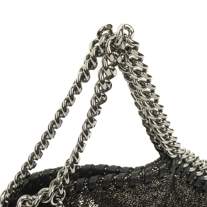 Stella McCartney Falabella Tiny Tote Rhutenium Chamois Glänzend Gepunktet Vegan Shaggy Deer