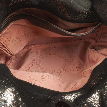 Stella McCartney Falabella Tiny Tote Rhutenium Chamois Glänzend Gepunktet Vegan Shaggy Deer