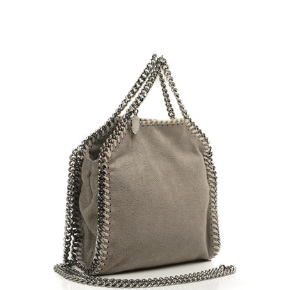 Stella McCartney Falabella Tiny Tote Stahlgrau Vegan Shaggy Deer