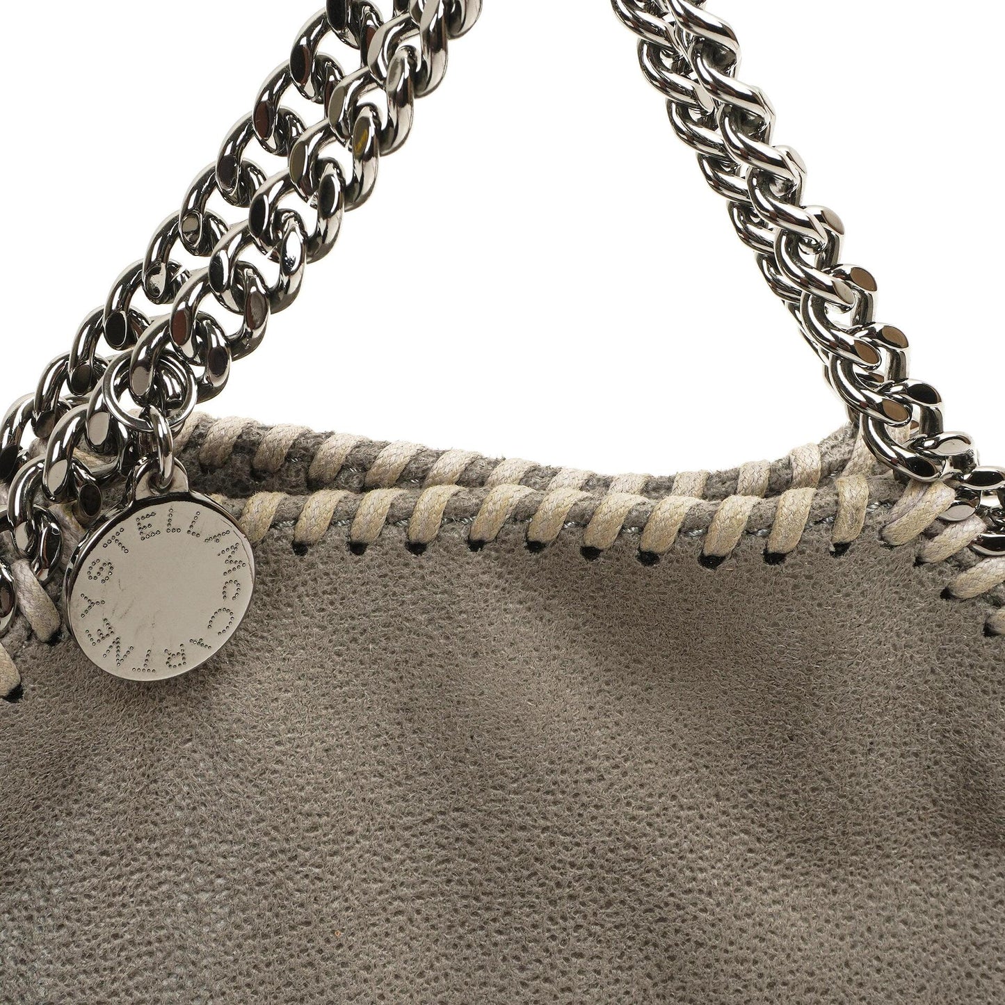 Stella McCartney Falabella Tiny Tote Stahlgrau Vegan Shaggy Deer