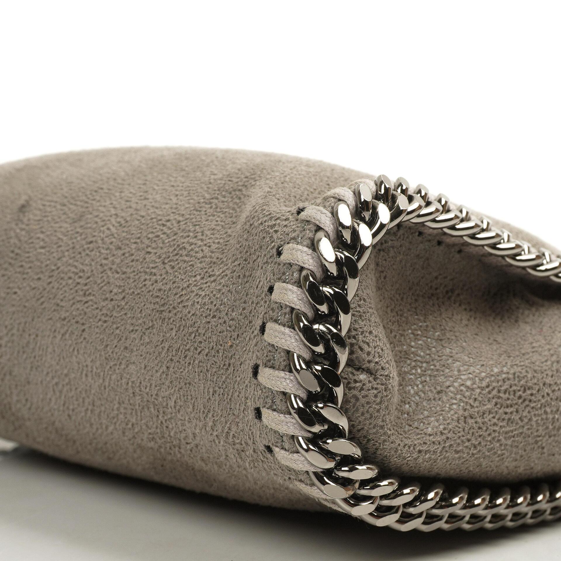 Stella McCartney Falabella Tiny Tote Stahlgrau Vegan Shaggy Deer