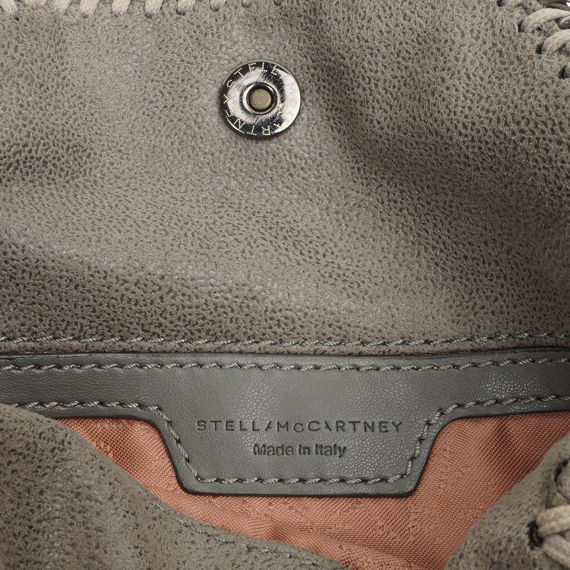 Stella McCartney Falabella Tiny Tote Stahlgrau Vegan Shaggy Deer