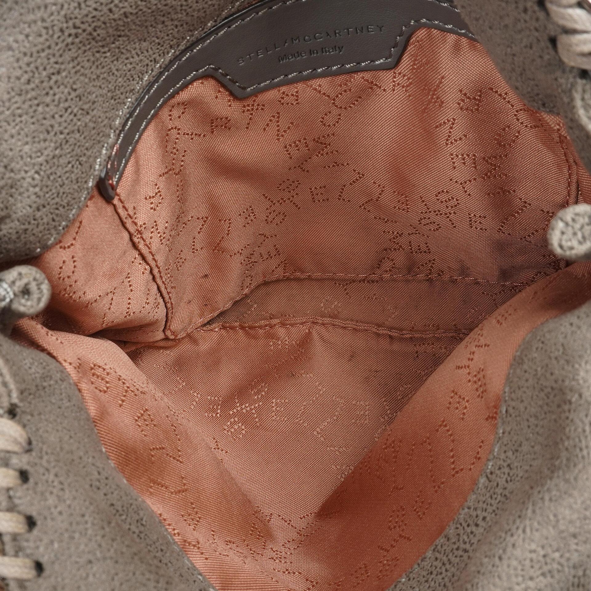 Stella McCartney Falabella Tiny Tote Stahlgrau Vegan Shaggy Deer
