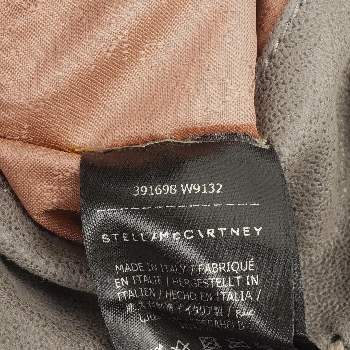 Stella McCartney Falabella Tiny Tote Stahlgrau Vegan Shaggy Deer