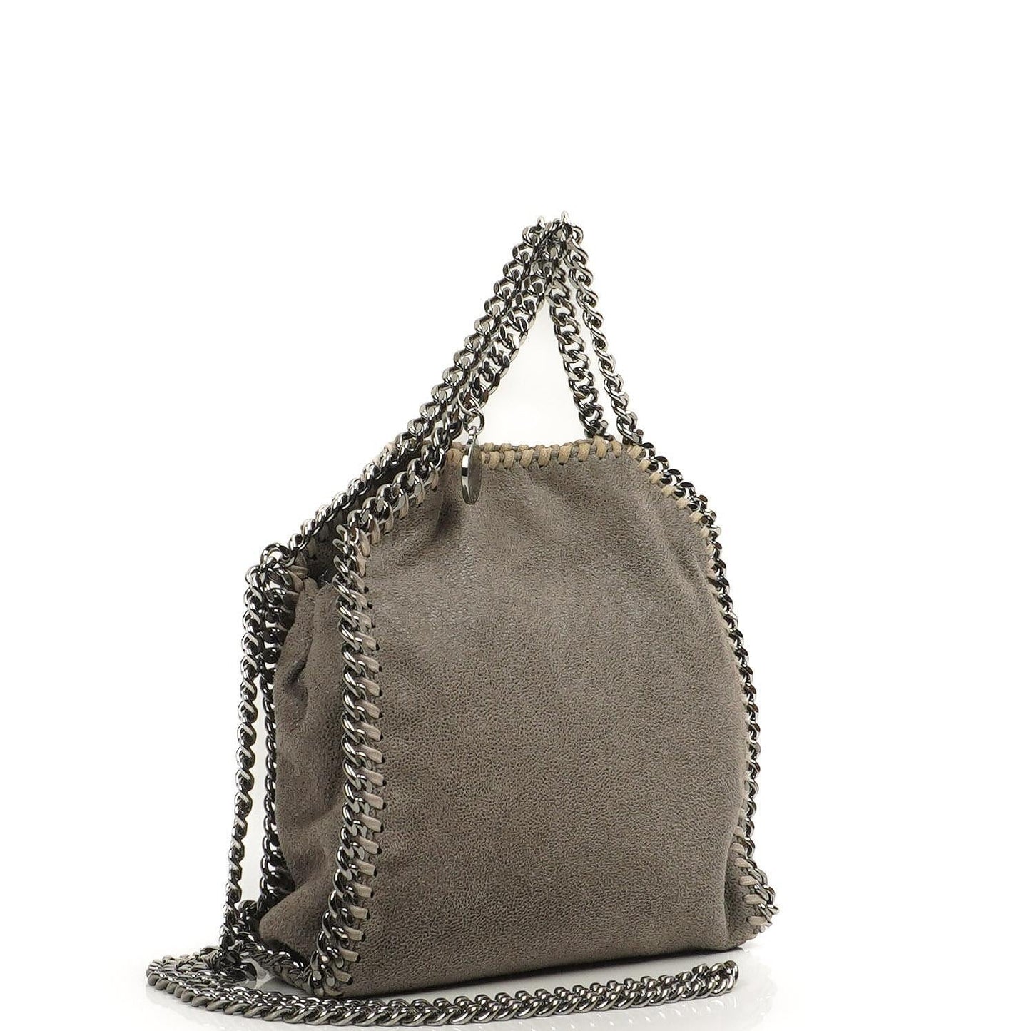 Stella McCartney Falabella Tiny Tote Stahlgrau Vegan Shaggy Deer