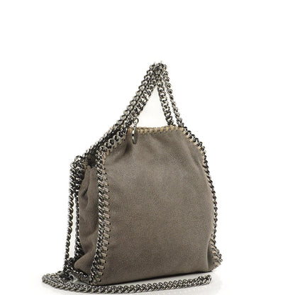 Stella McCartney Falabella Tiny Tote Stahlgrau Vegan Shaggy Deer