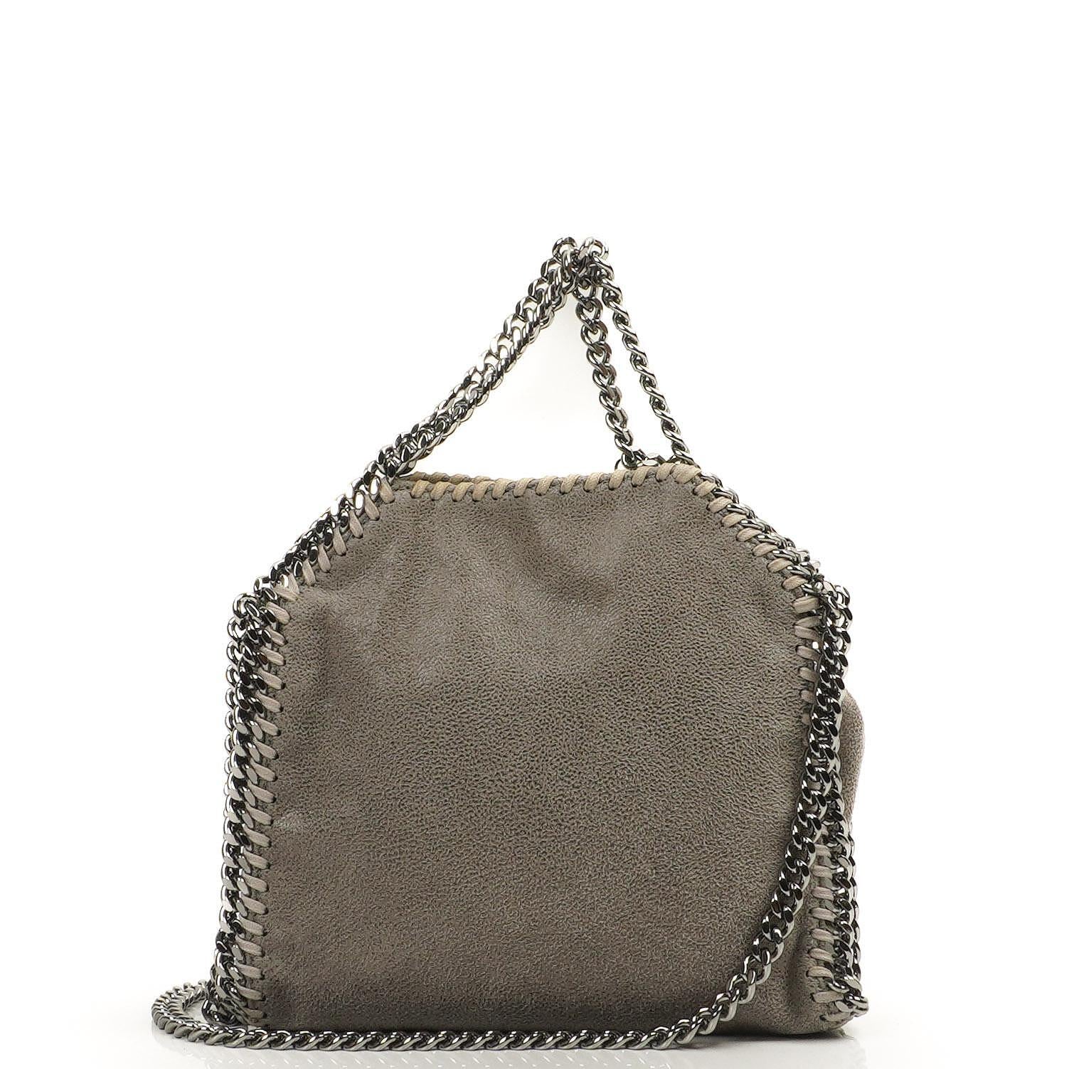 Stella McCartney Falabella Tiny Tote Stahlgrau Vegan Shaggy Deer