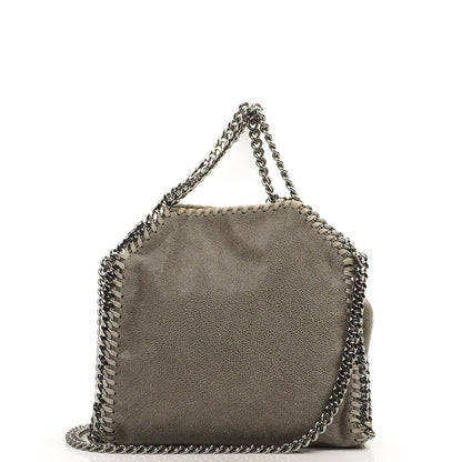 Stella McCartney Falabella Tiny Tote Stahlgrau Vegan Shaggy Deer