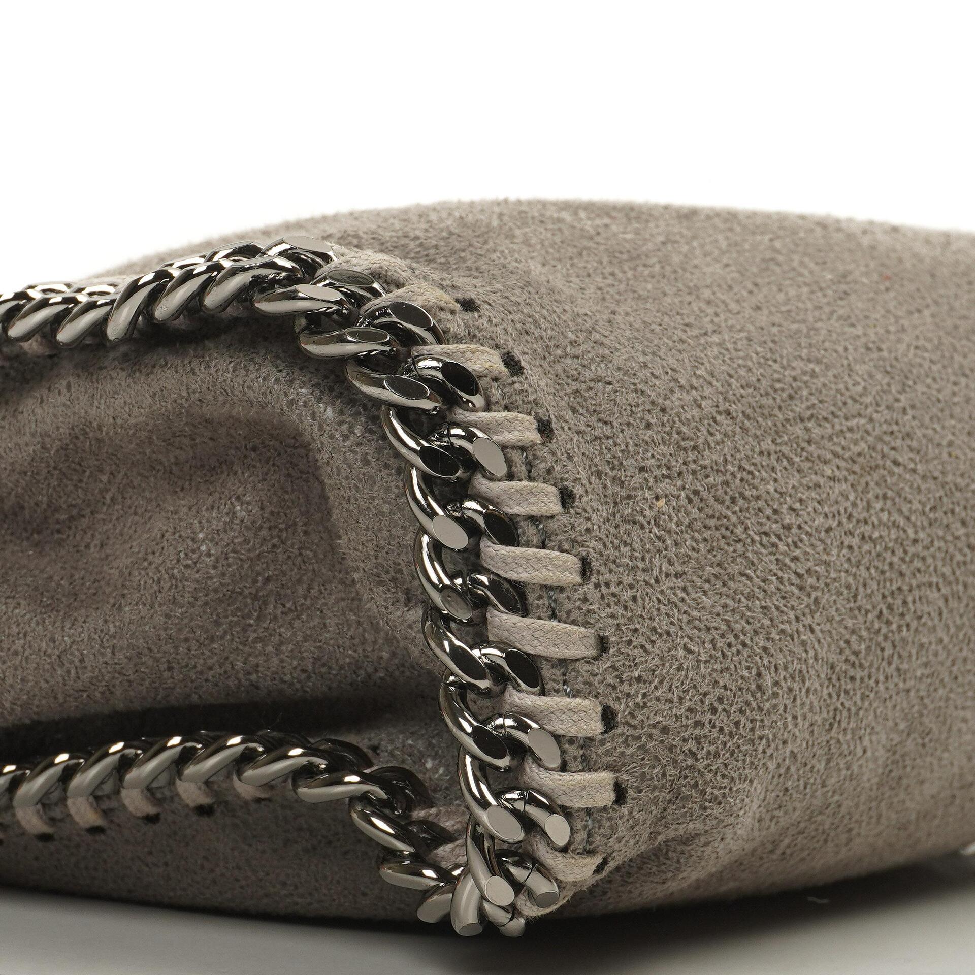 Stella McCartney Falabella Tiny Tote Stahlgrau Vegan Shaggy Deer