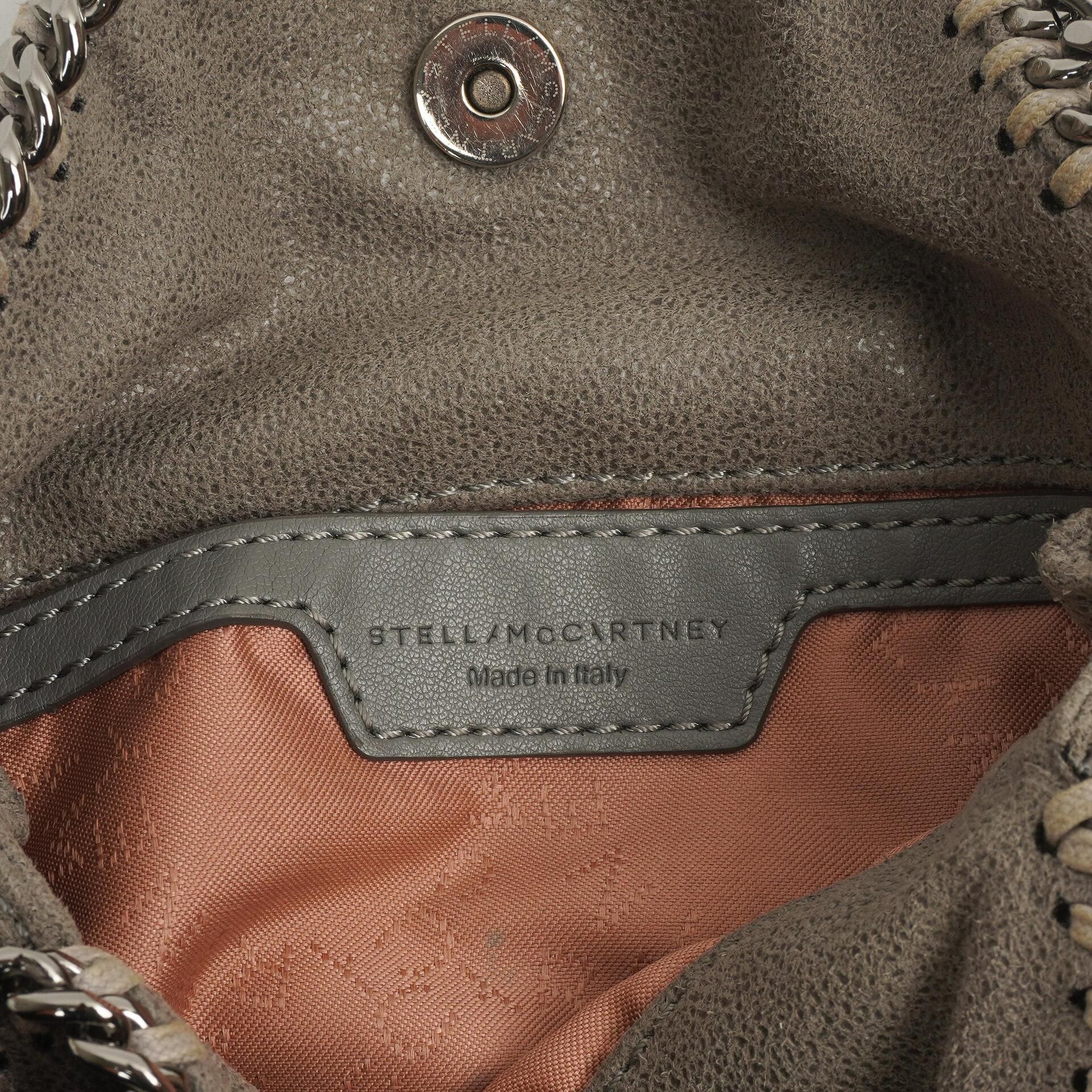 Stella McCartney Falabella Tiny Tote Stahlgrau Vegan Shaggy Deer