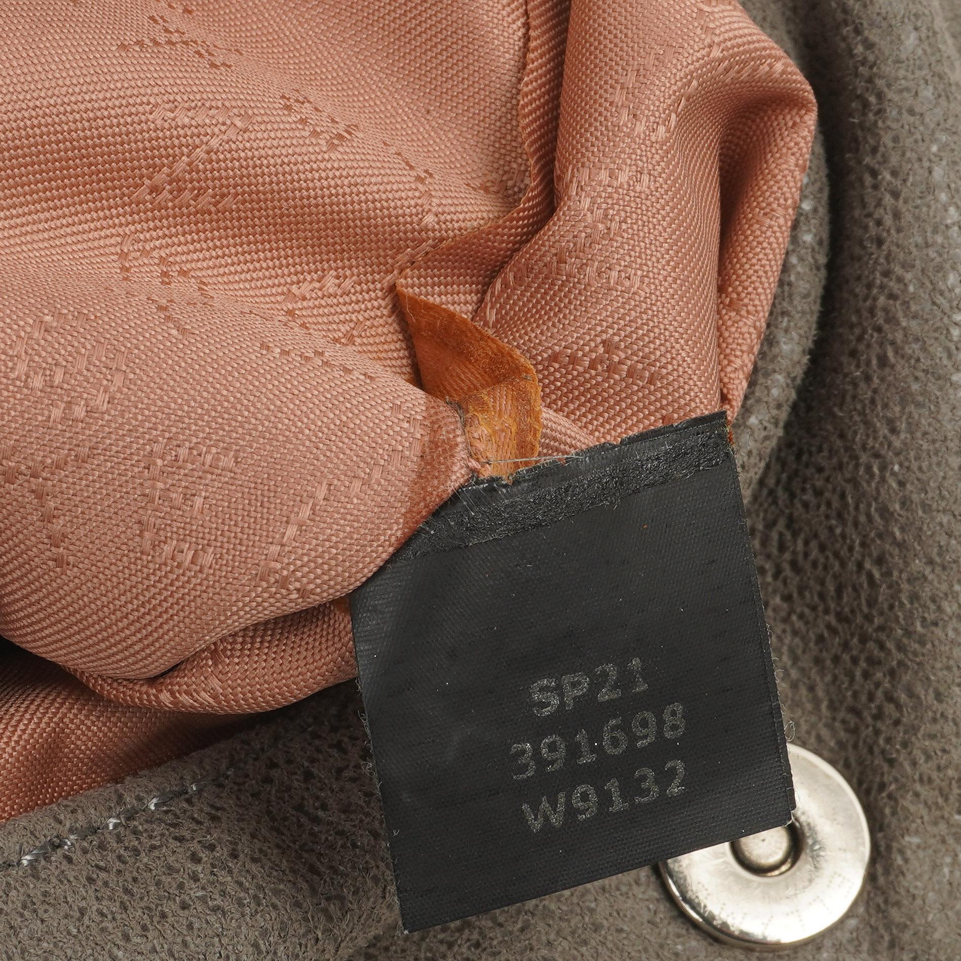 Stella McCartney Falabella Tiny Tote Stahlgrau Vegan Shaggy Deer