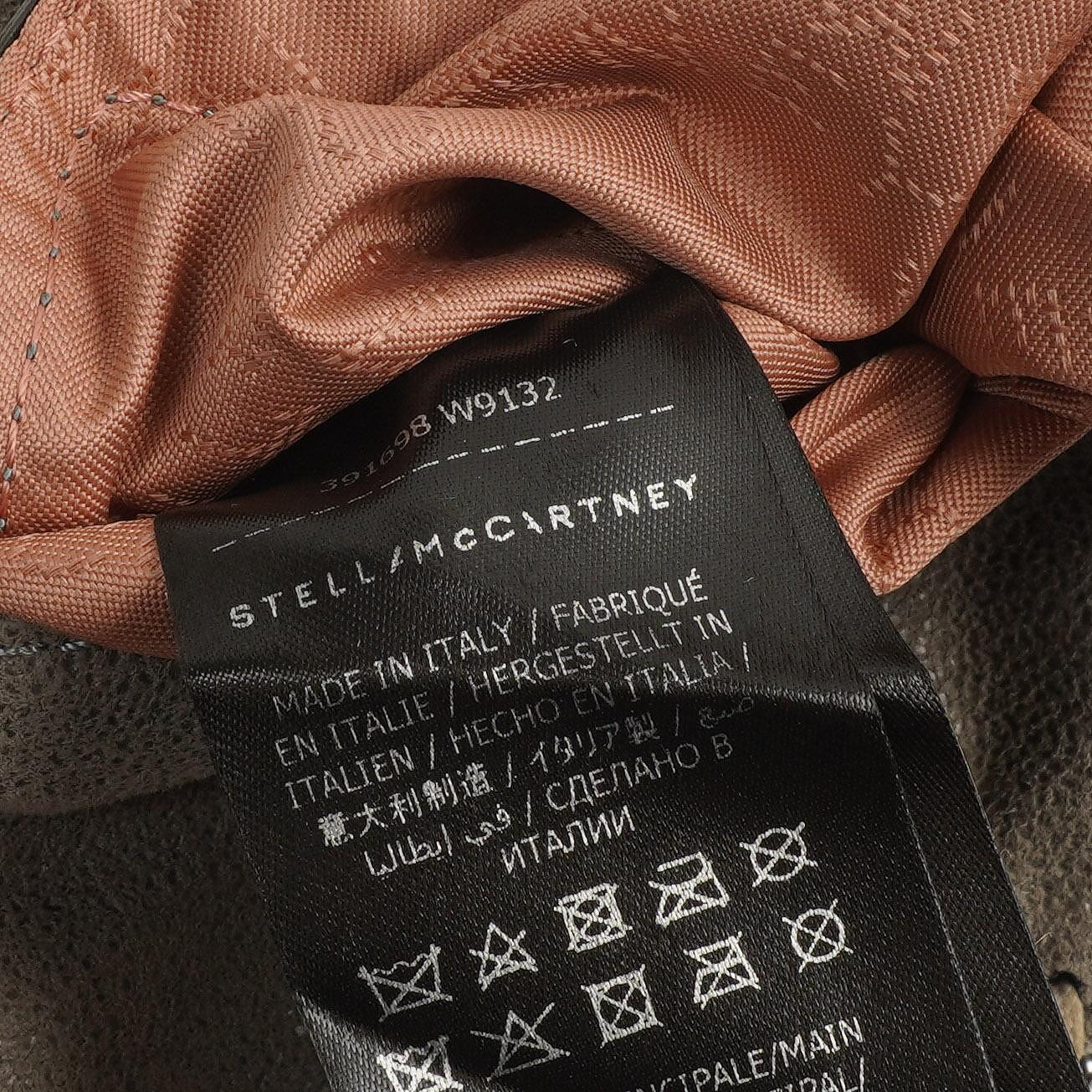 Stella McCartney Falabella Tiny Tote Stahlgrau Vegan Shaggy Deer
