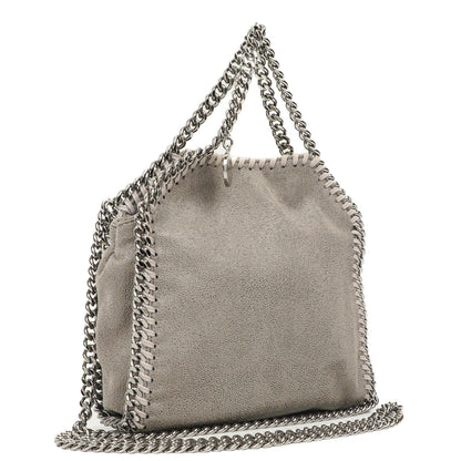 Stella McCartney Falabella Tiny Tote Stahlgrau Vegan Shaggy Deer