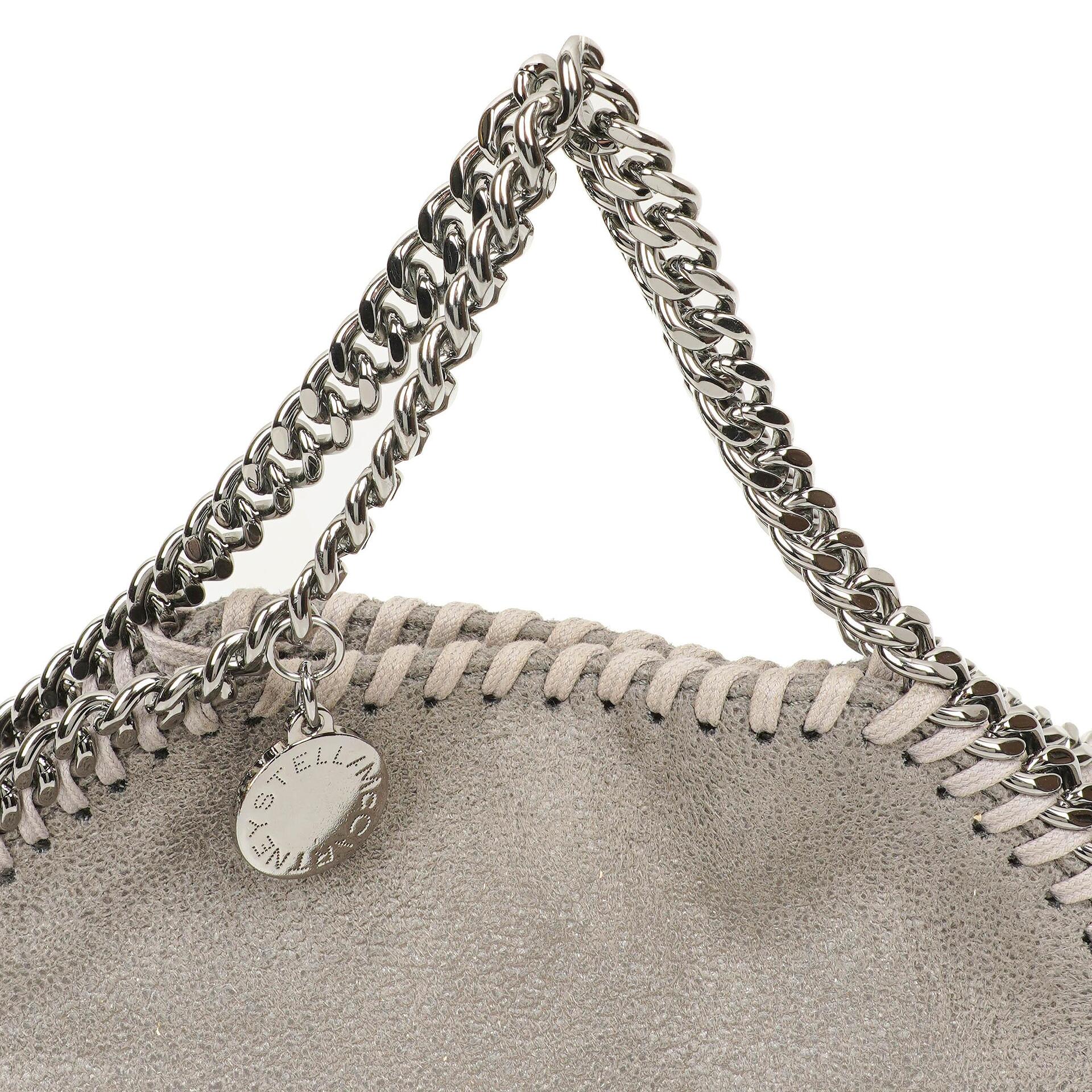 Stella McCartney Falabella Tiny Tote Stahlgrau Vegan Shaggy Deer