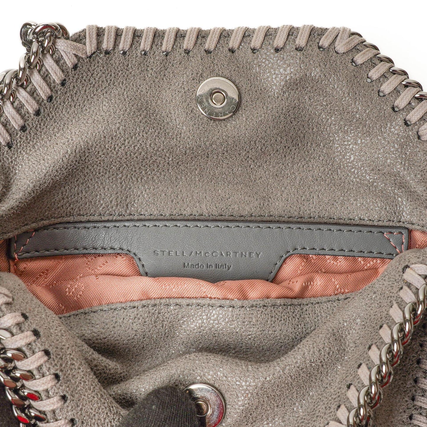 Stella McCartney Falabella Tiny Tote Stahlgrau Vegan Shaggy Deer