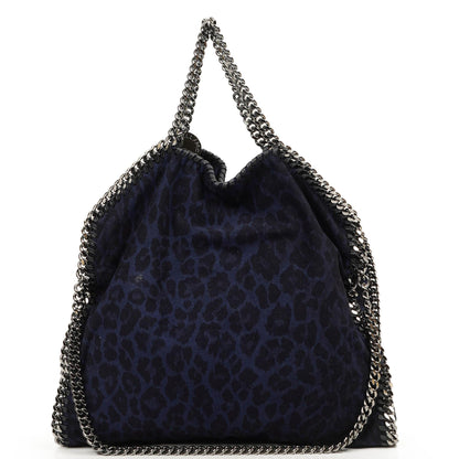 Stella McCartney Falabella Tote Blau Leopardenmuster Veganes Shaggy Reh Faltbare Tasche