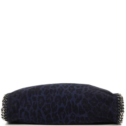 Stella McCartney Falabella Tote Blau Leopardenmuster Veganes Shaggy Reh Faltbare Tasche