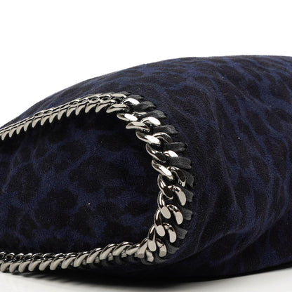Stella McCartney Falabella Tote Blau Leopardenmuster Veganes Shaggy Reh Faltbare Tasche