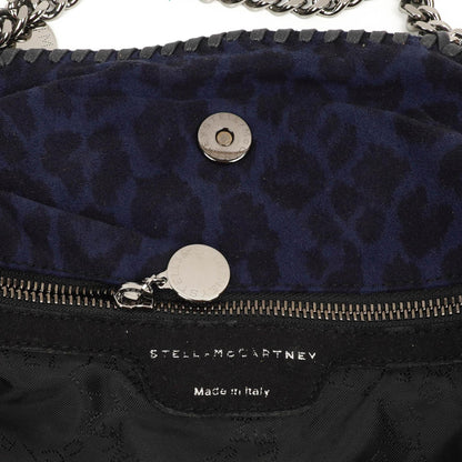 Stella McCartney Falabella Tote Blau Leopardenmuster Veganes Shaggy Reh Faltbare Tasche