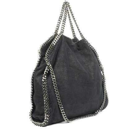 Stella McCartney Falabella Tote Dunkelblau Vegan Shaggy Deer Fold Over Tasche