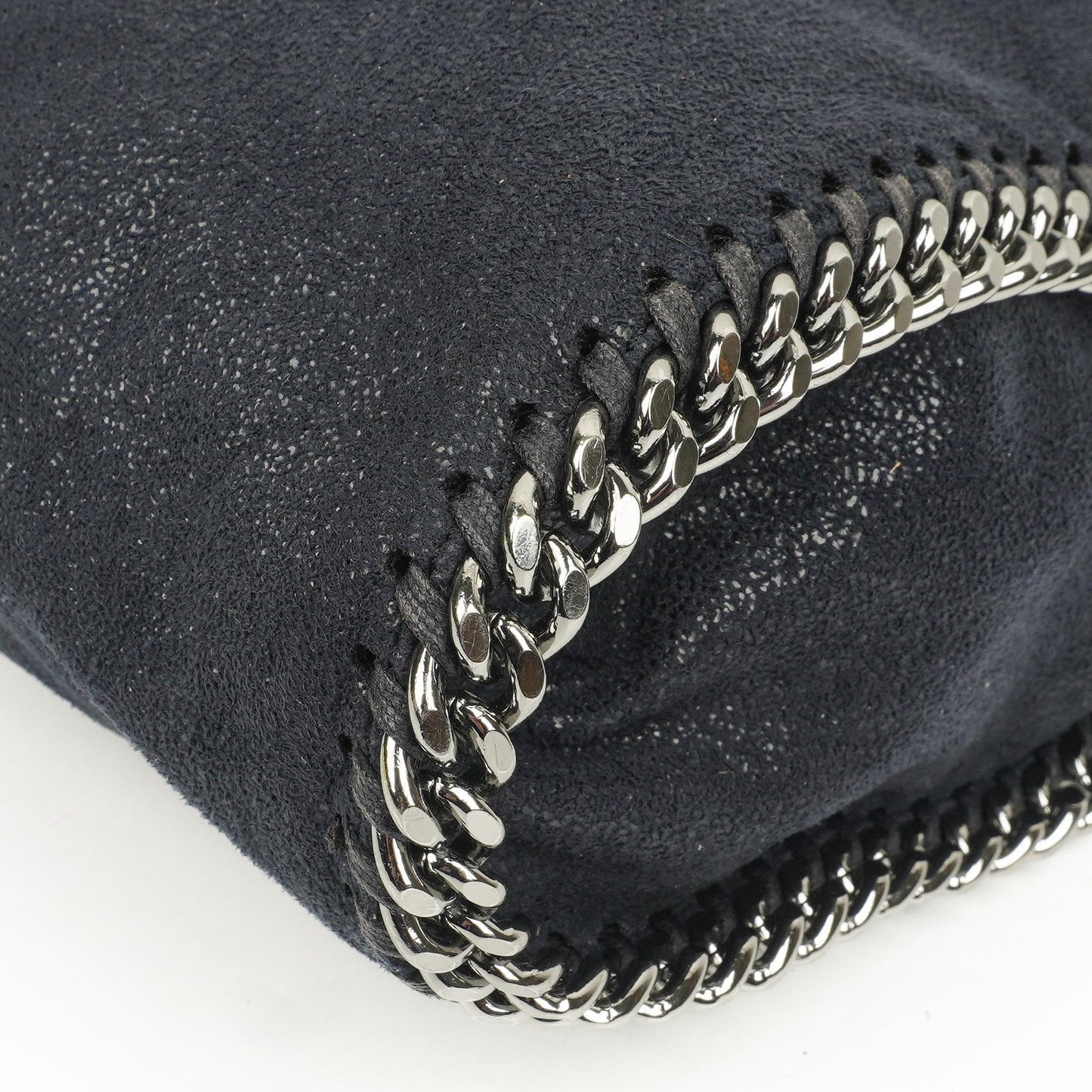 Stella McCartney Falabella Tote Dunkelblau Vegan Shaggy Deer Fold Over Tasche
