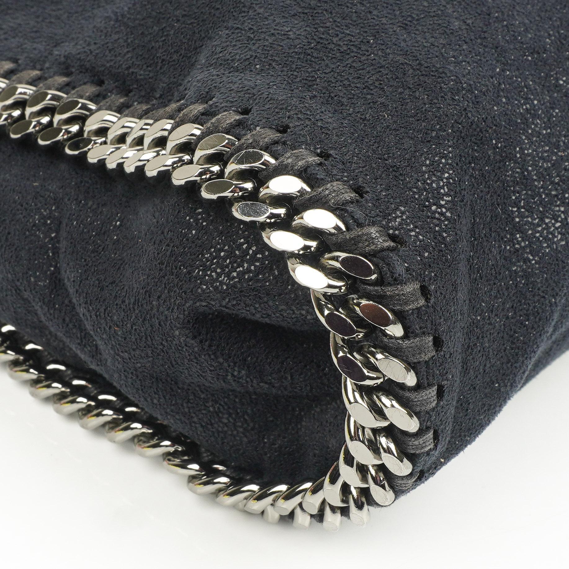 Stella McCartney Falabella Tote Dunkelblau Vegan Shaggy Deer Fold Over Tasche