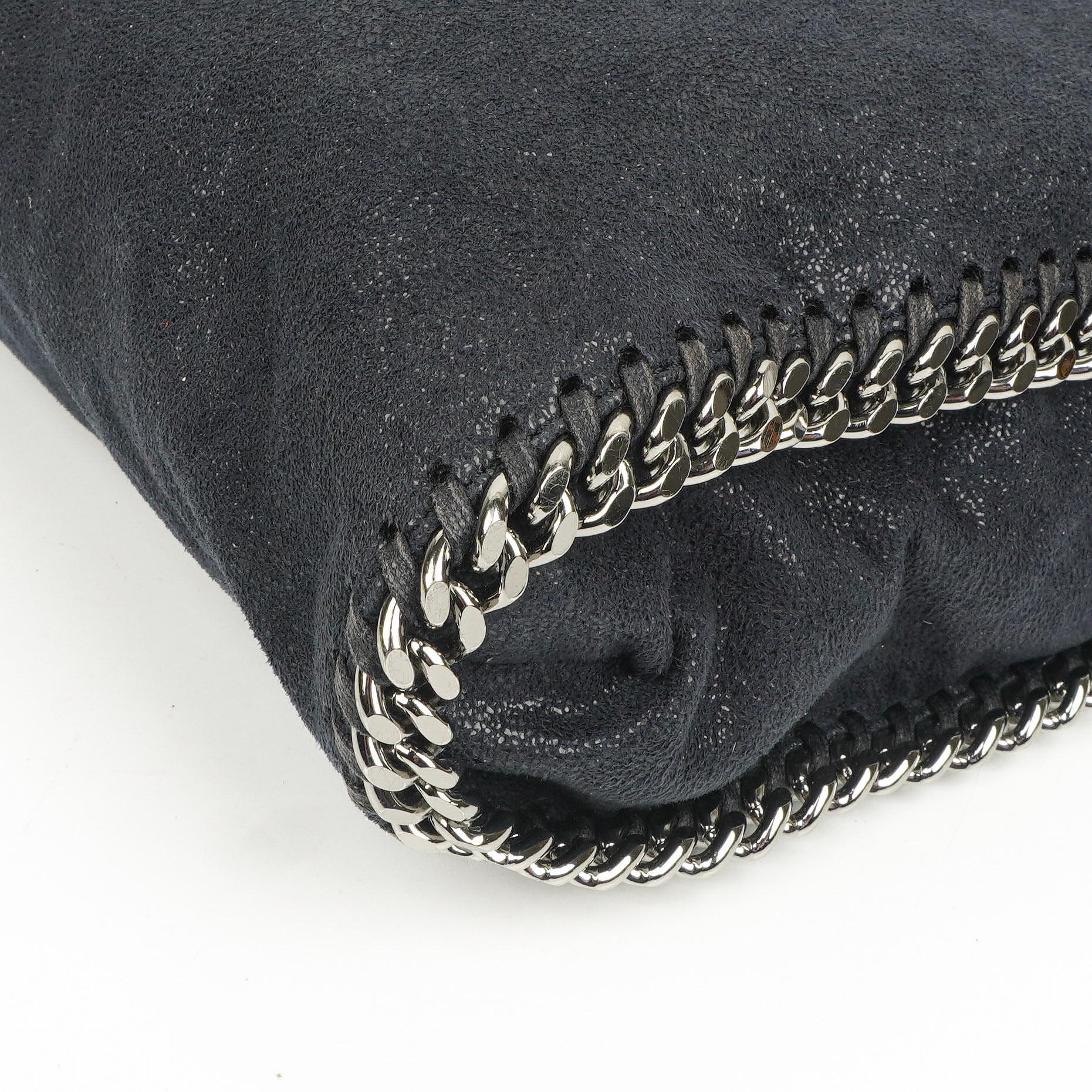 Stella McCartney Falabella Tote Dunkelblau Vegan Shaggy Deer Fold Over Tasche