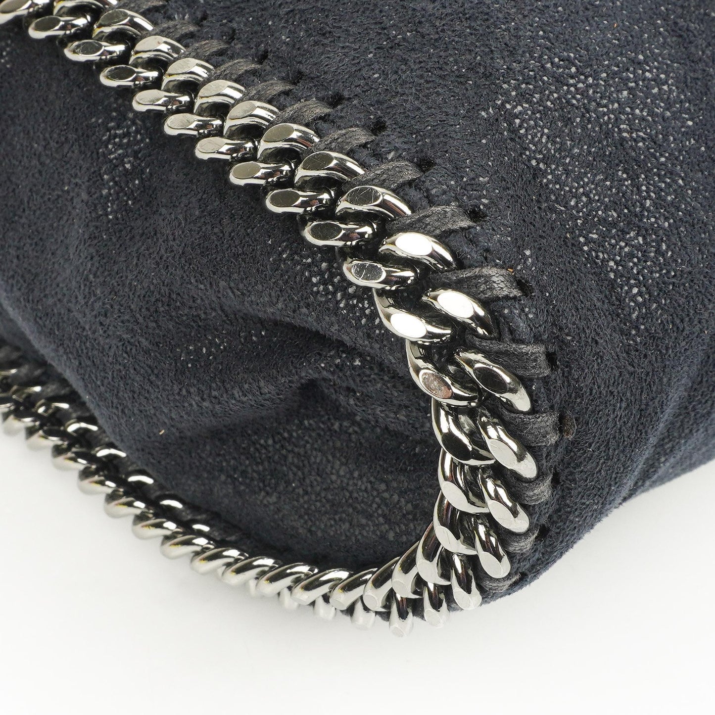 Stella McCartney Falabella Tote Dunkelblau Vegan Shaggy Deer Fold Over Tasche