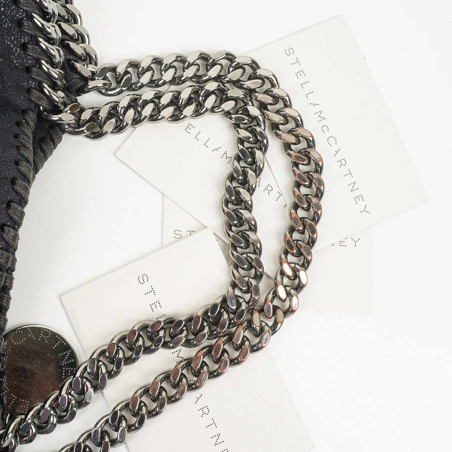 Stella McCartney Falabella Tote Dunkelblau Vegan Shaggy Deer Fold Over Tasche