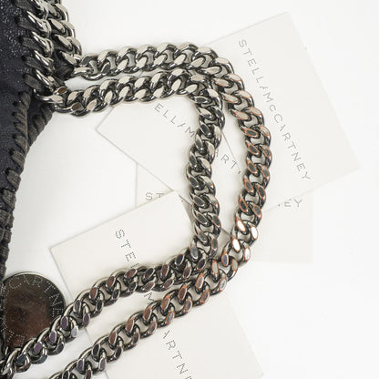 Stella McCartney Falabella Tote Dunkelblau Vegan Shaggy Deer Fold Over Tasche