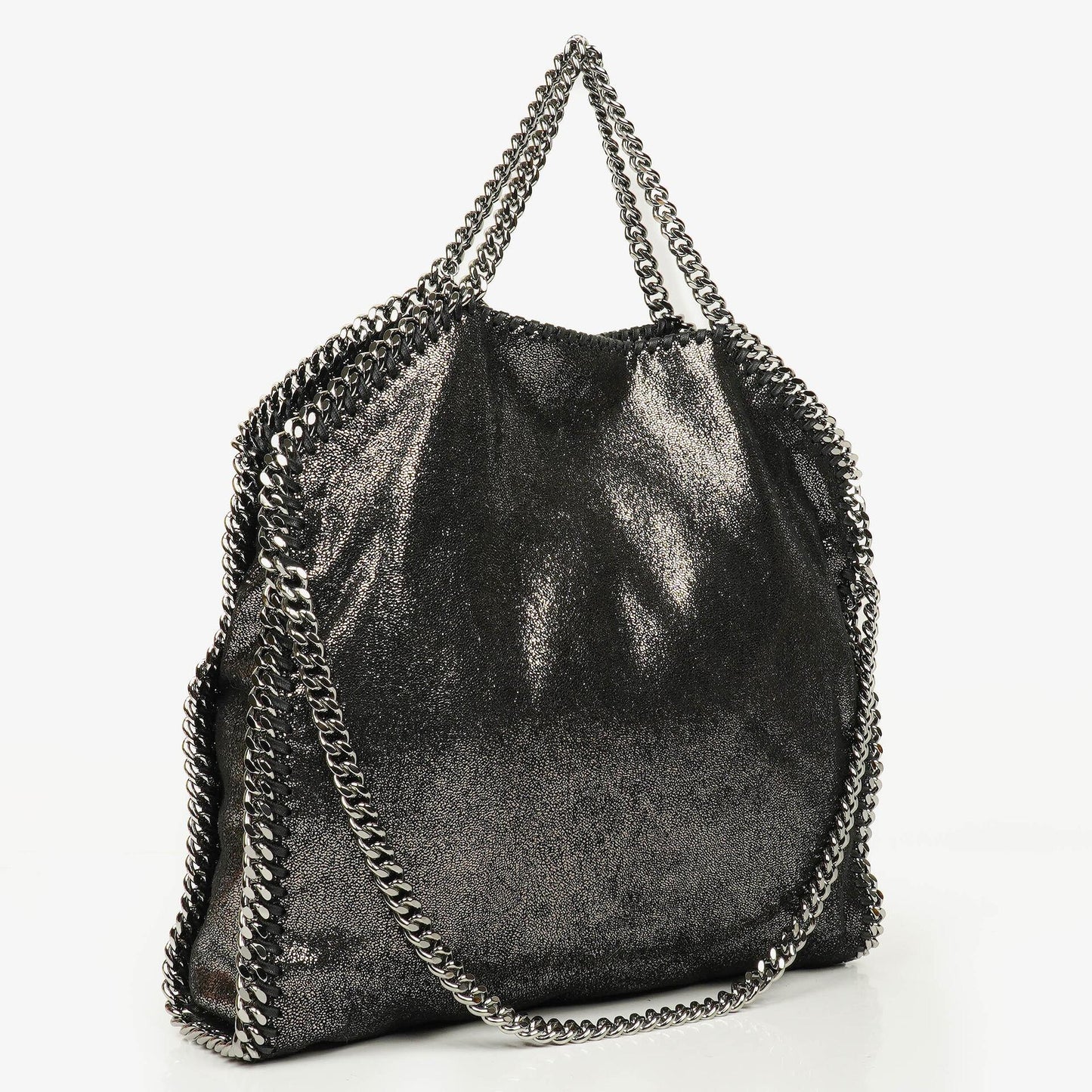 Stella McCartney Falabella Tote in Chamois Vegan Shaggy Deer mit Ruthenium-Hardware, glänzend gepunktet