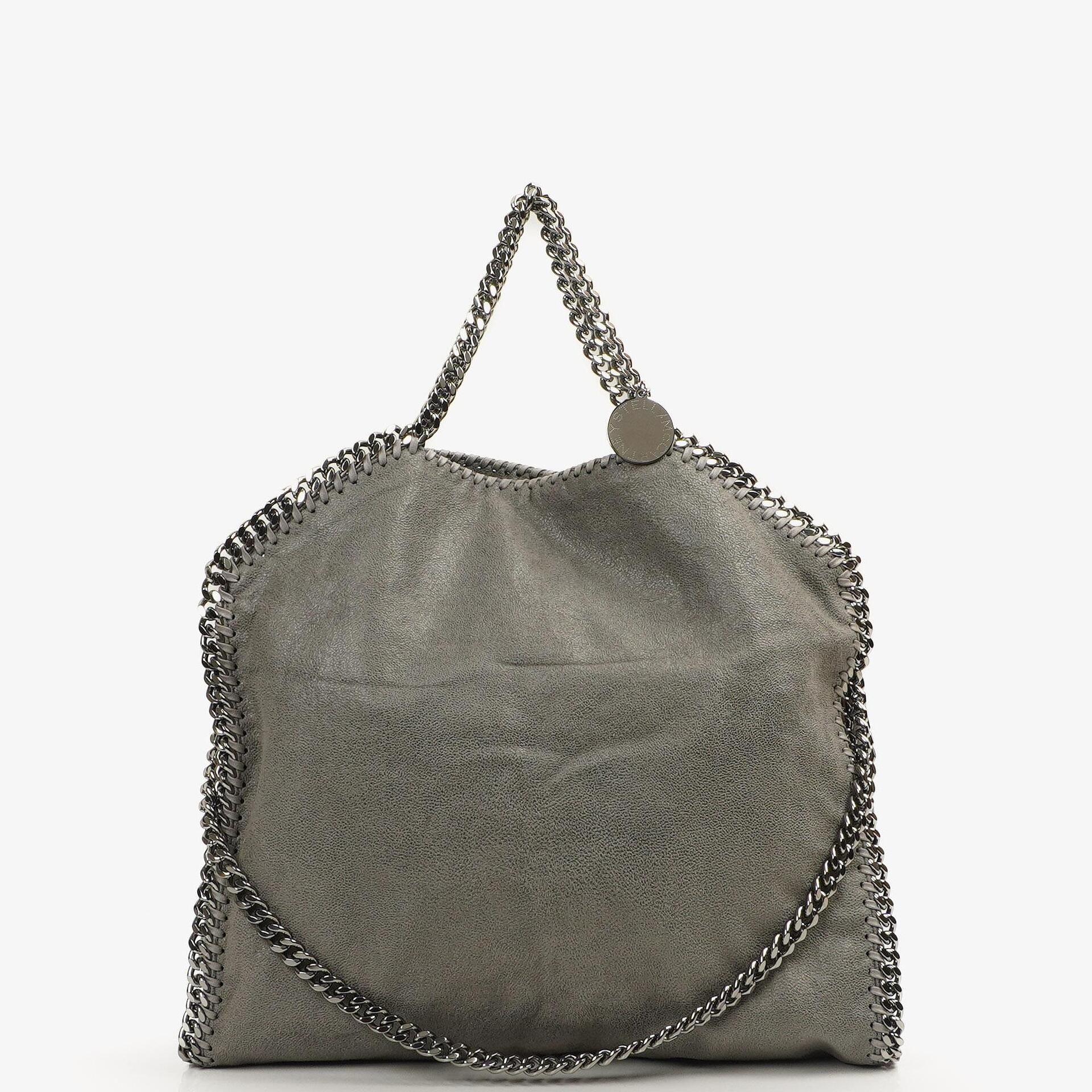 Stella McCartney Falabella Tote Stahlgrau Vegan Shaggy Deer Klapptasche