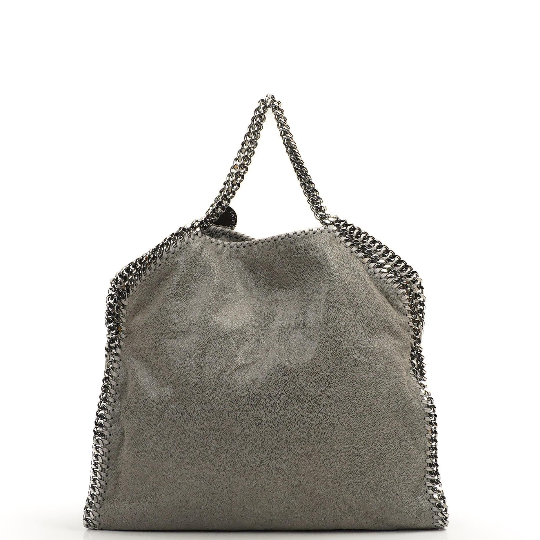 Stella McCartney Falabella Tote Stahlgrau Vegan Shaggy Deer Klapptasche