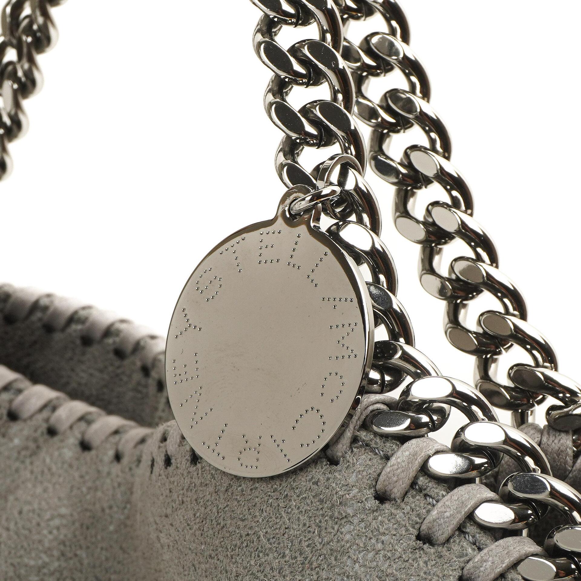 Stella McCartney Falabella Tote Stahlgrau Vegan Shaggy Deer Klapptasche