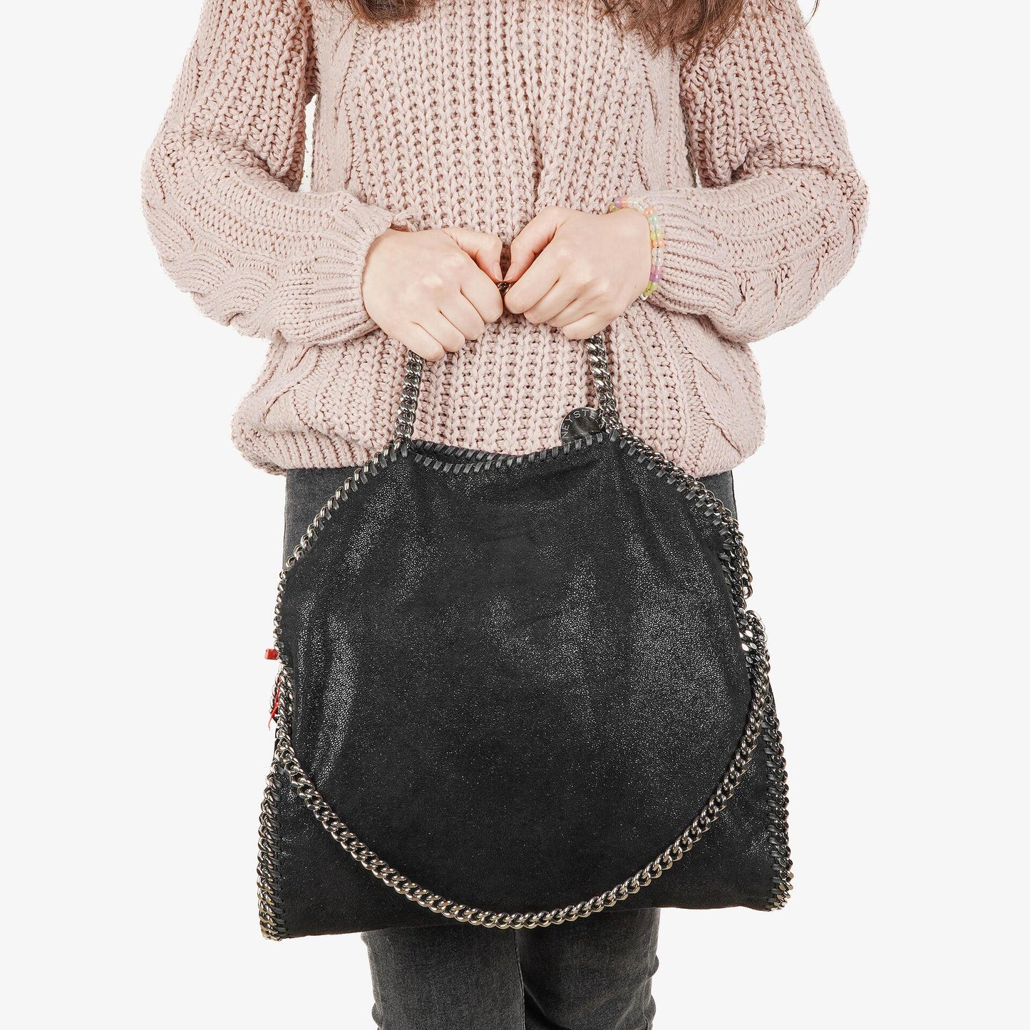 Stella McCartney Lady Tote Falabella Schwarz Vegane Shaggy Deer Fold-Over-Tasche