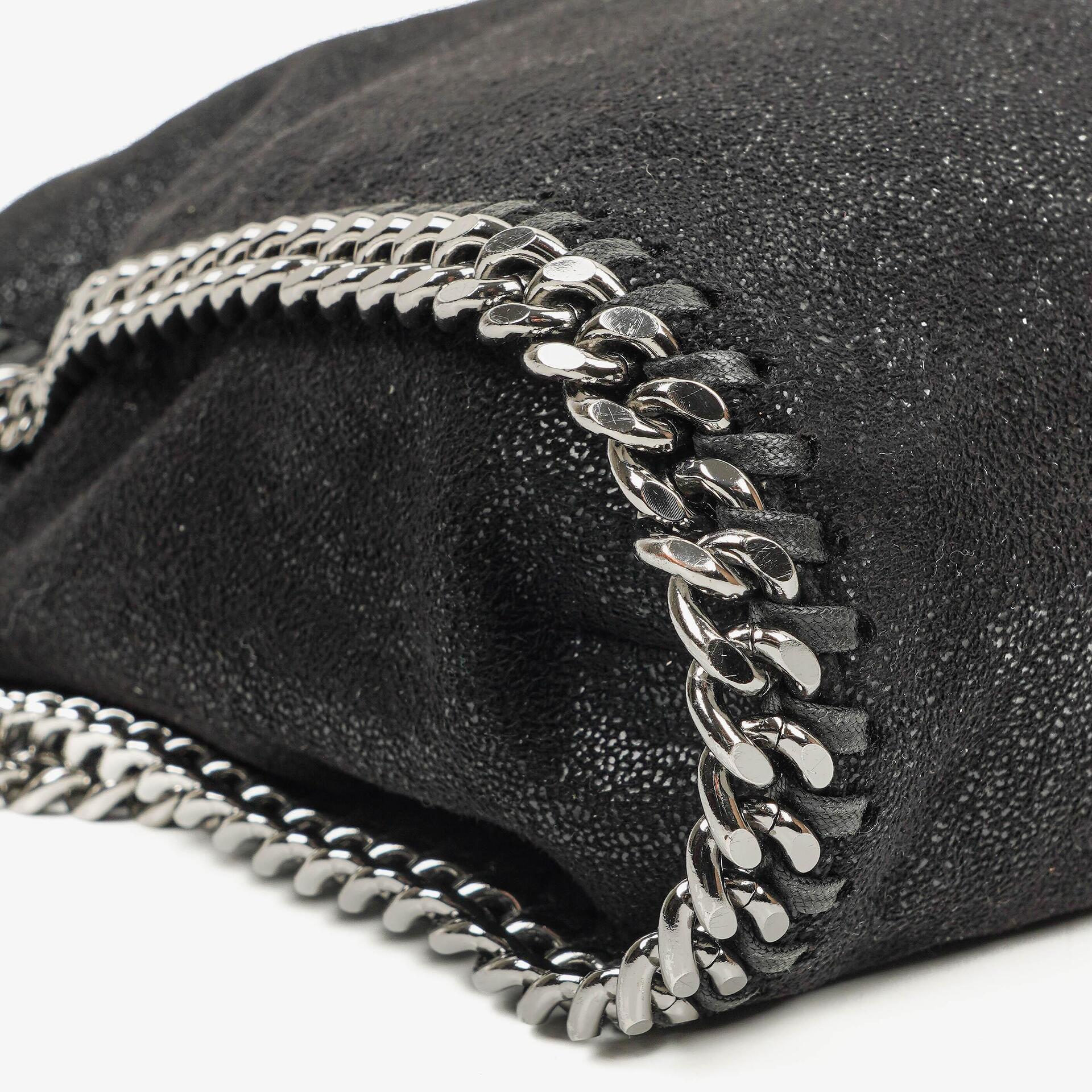 Stella McCartney Lady Tote Falabella Schwarz Vegane Shaggy Deer Fold-Over-Tasche