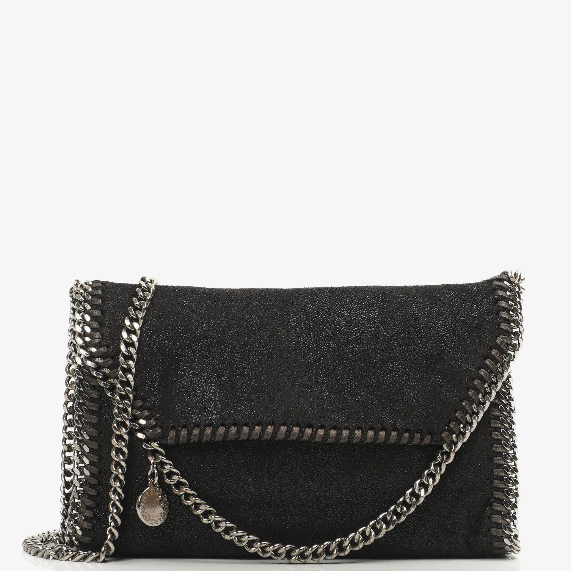 Stella McCartney Mini Falabella Schwarze Vegan Shaggy Deer Schultertasche