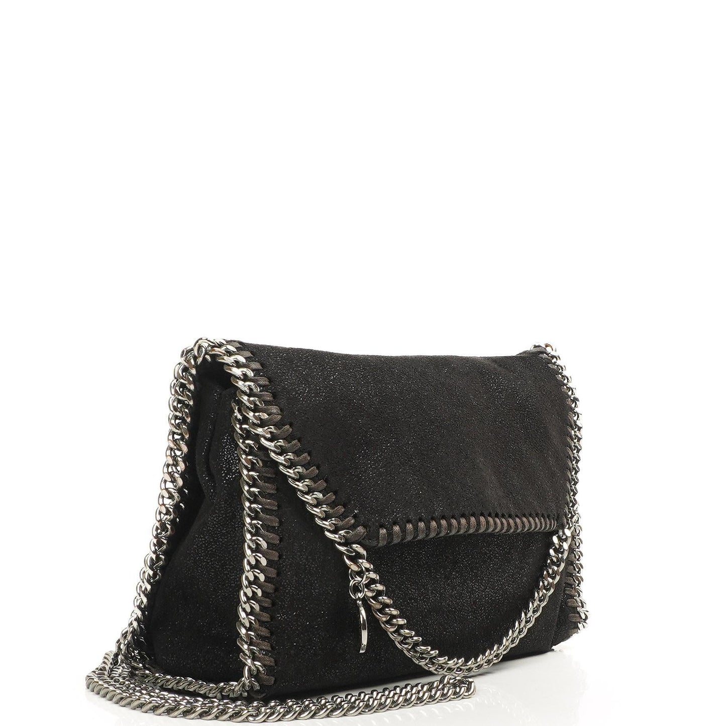 Stella McCartney Mini Falabella Schwarze Vegan Shaggy Deer Schultertasche