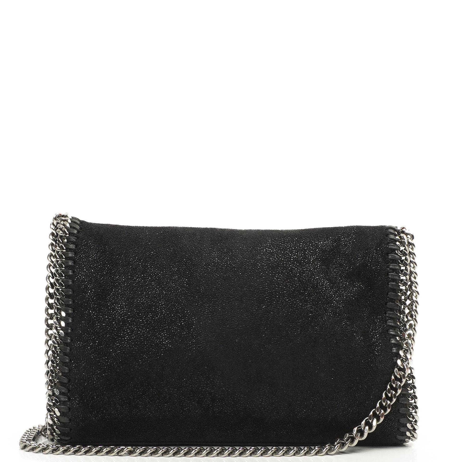 Stella McCartney Mini Falabella Schwarze Vegan Shaggy Deer Schultertasche