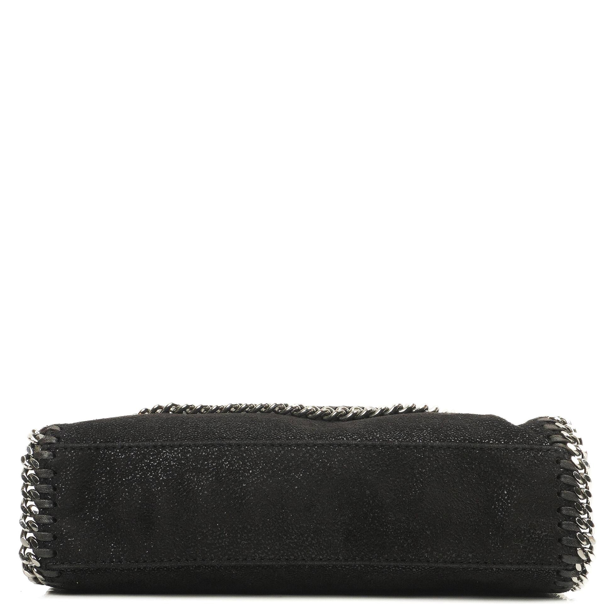 Stella McCartney Mini Falabella Schwarze Vegan Shaggy Deer Schultertasche