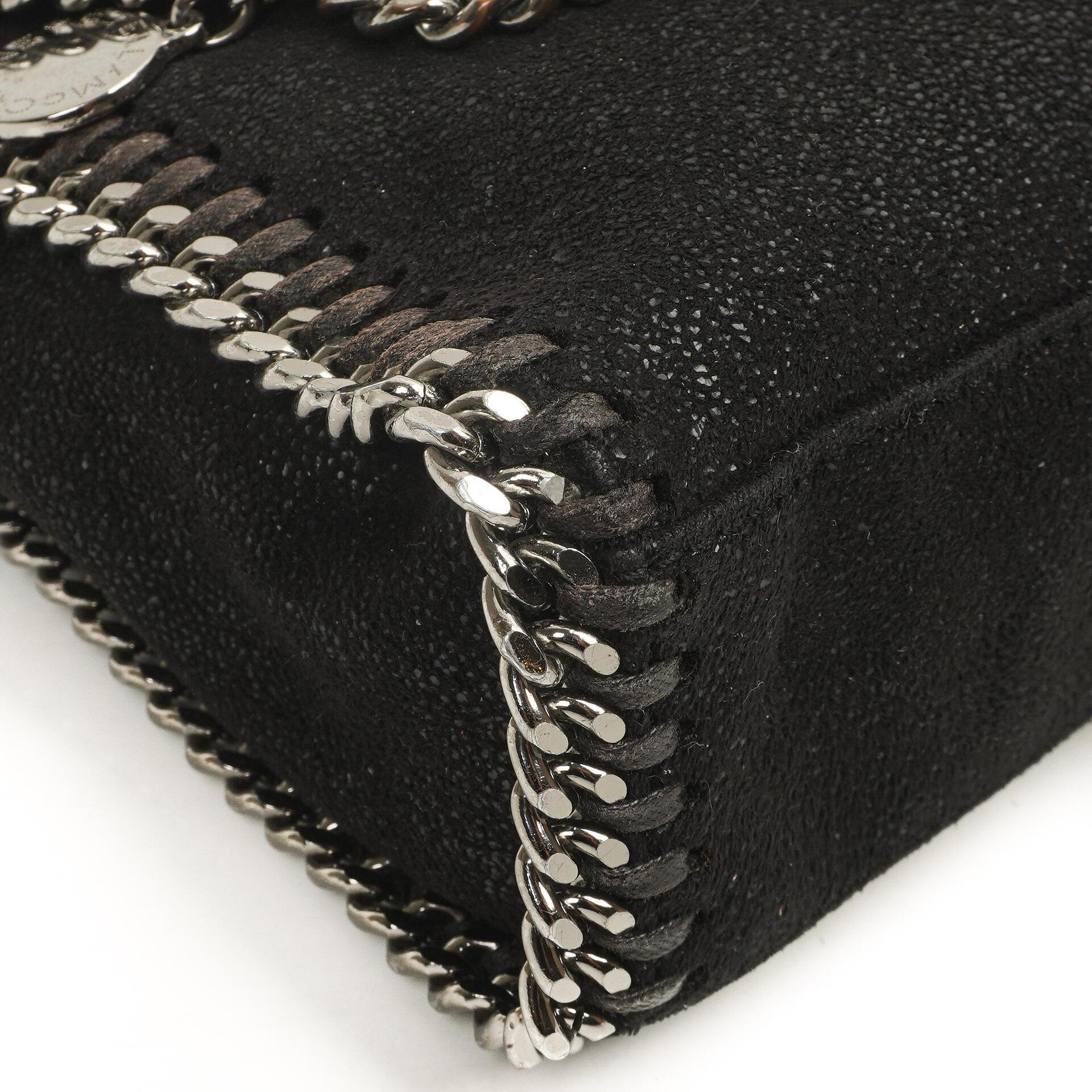 Stella McCartney Mini Falabella Schwarze Vegan Shaggy Deer Schultertasche
