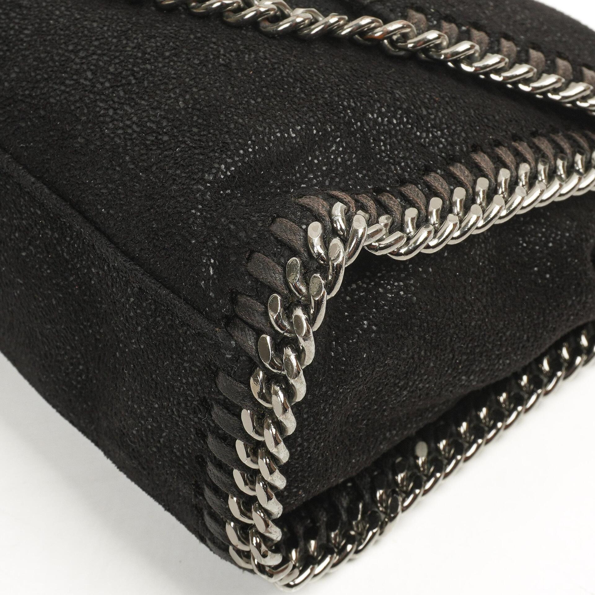 Stella McCartney Mini Falabella Schwarze Vegan Shaggy Deer Schultertasche