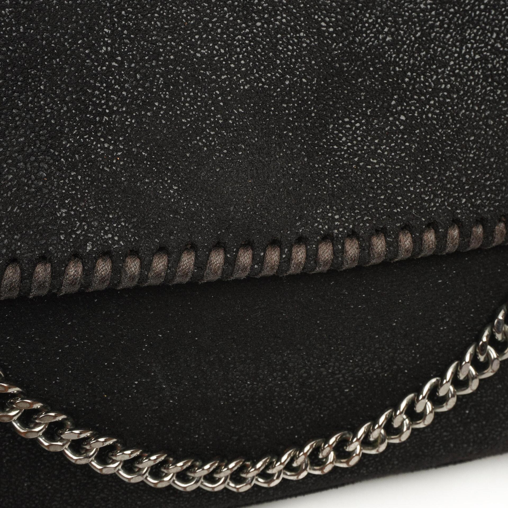 Stella McCartney Mini Falabella Schwarze Vegan Shaggy Deer Schultertasche
