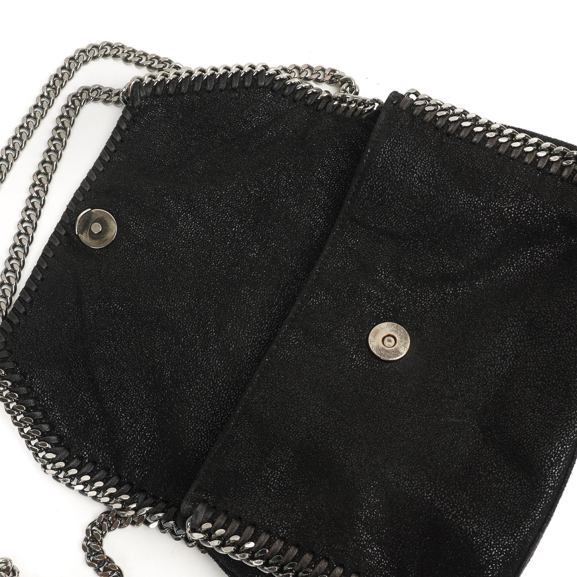 Stella McCartney Mini Falabella Schwarze Vegan Shaggy Deer Schultertasche